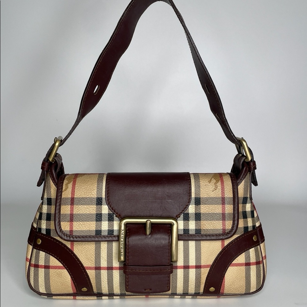 BURBERRY Haymarket Check Buckle Shoulder Bag